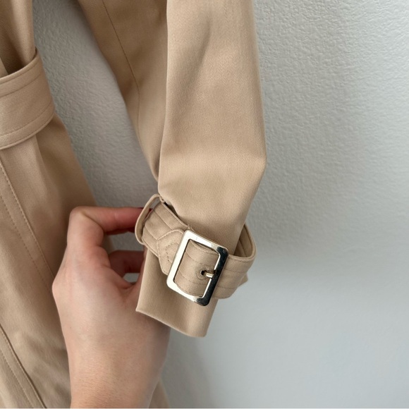 Elie Tahari Light Tan Double Breasted Trench Coat - Picture 7 of 10